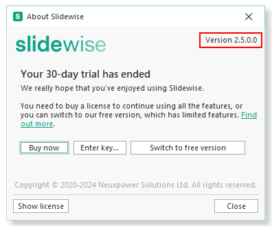 Version About Dialog Slidewise.png