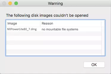 no mountable file systems dmg mac