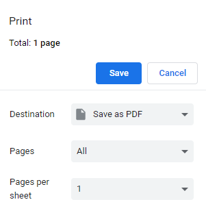 Save as PDF print option in Chrome