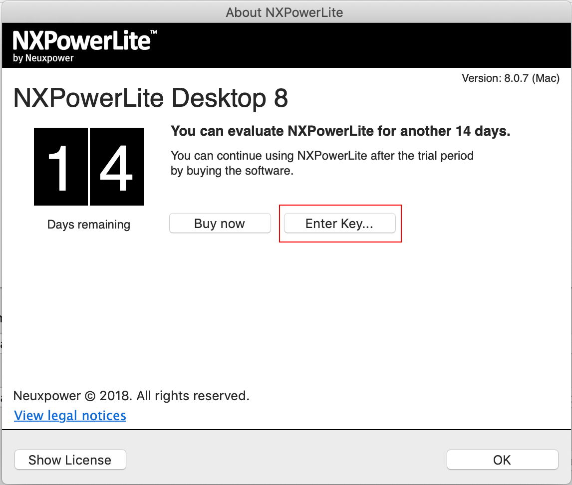 nxpowerlite desktop 8 key
